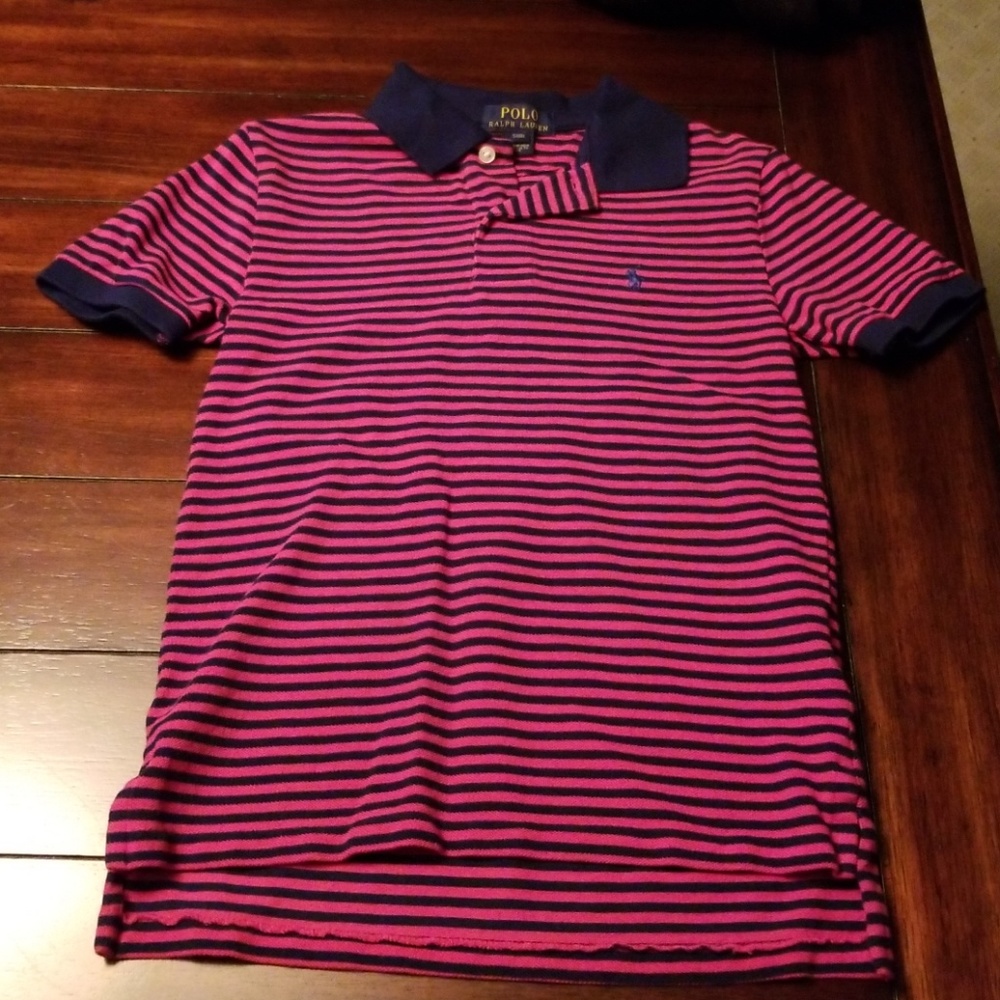 Boys magenta and navy Polo